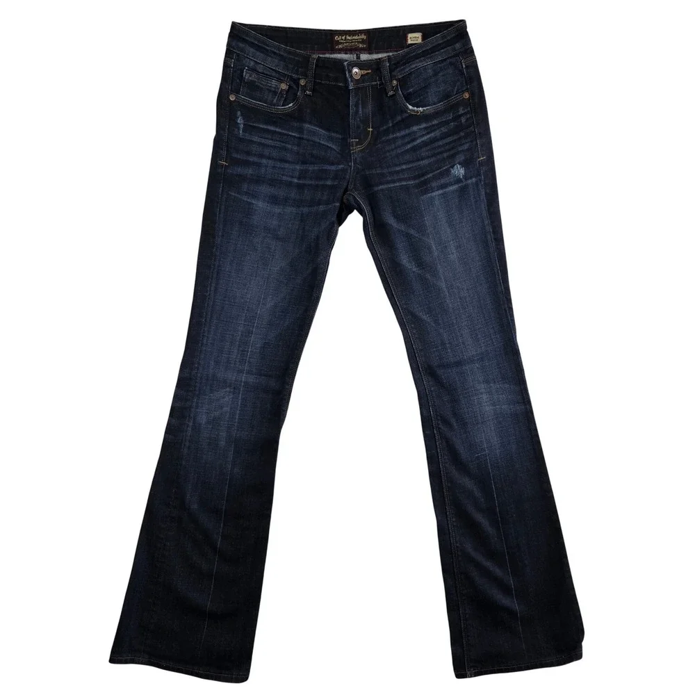 Cult of Individuality Bohemi Bootcut Jeans Womens 27 (28) Dark Wash Distressed
